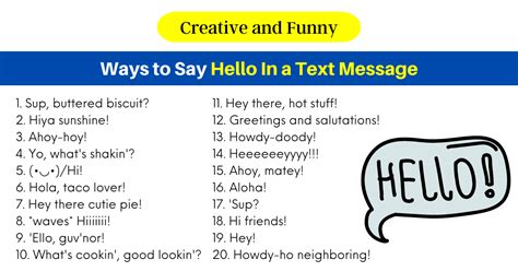 160 Creative And Funny Ways To Say Hello In A Text Message Mywaystosay