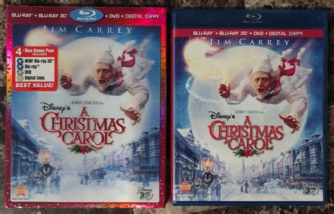 Disney S A Christmas Carol Blu Ray 3D DVD 4 Disc Set W Lenticular