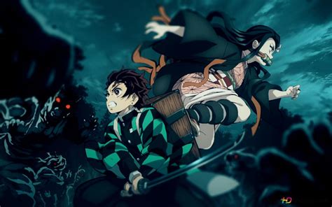 Tanjiro And Nezuko Fight With Demons 2k Wallpaper Download