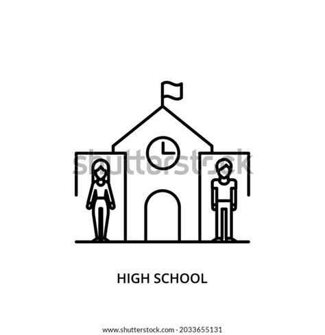 High School Icon Editable Stroke Stock Vector Royalty Free 2033655131