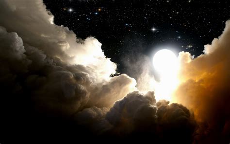Space Night Clouds Moon Wallpaper 1920x1200 34644