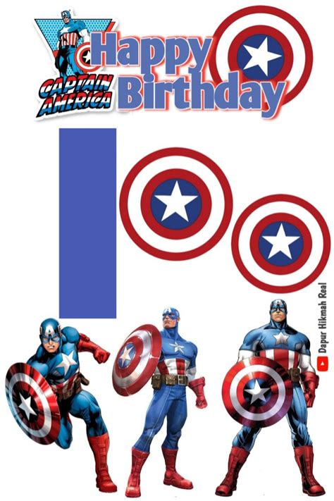 Topper Captain Amerika Kartun Gambar Karakter Kartu Selamat Ulang Tahun