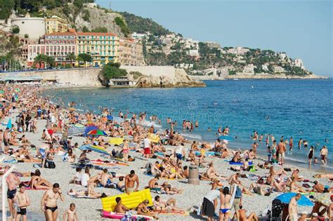 People Relax At The Public Beach In Nice France Editorial Photography Image Of South