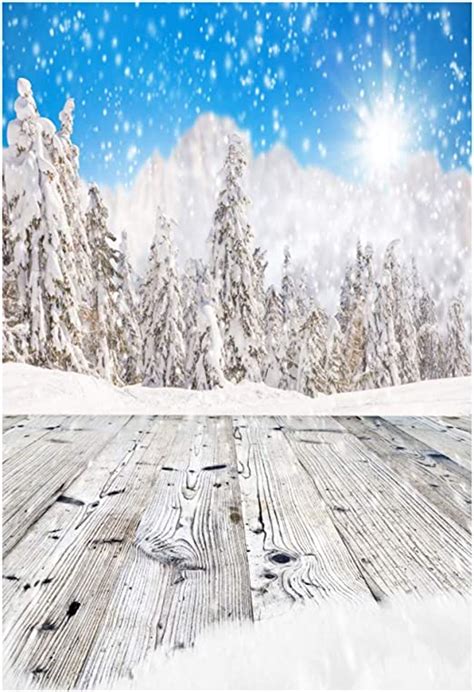 Csfoto 65x10ft Winter Landscape Backdrop Snow Fir Forest