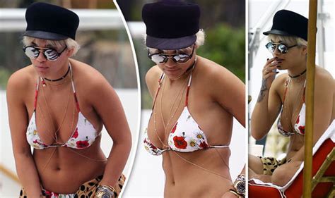 Rita Ora Puts On A Busty Display In Floral Bikini While In Miami