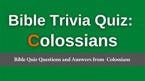 Bible Quiz Questions And Answers From Colossians