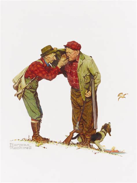 Two Old Men And Dog Hunting Brown And Bigelow 1950 Norman Rockwell