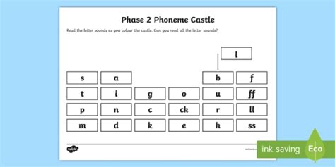 Phase 2 Phoneme Castle Worksheet Teacher Made
