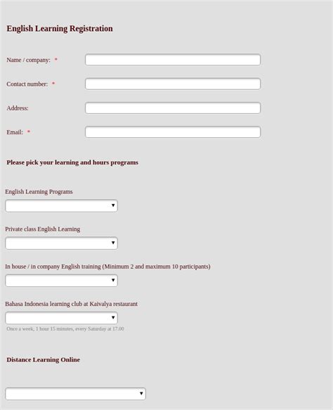 Registration Form English Learning Programs Form Template Jotform