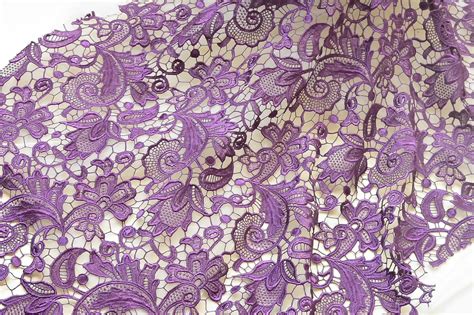Purple Guipure Lace Fabric Embroidered Flower Fabric Wedding Etsy