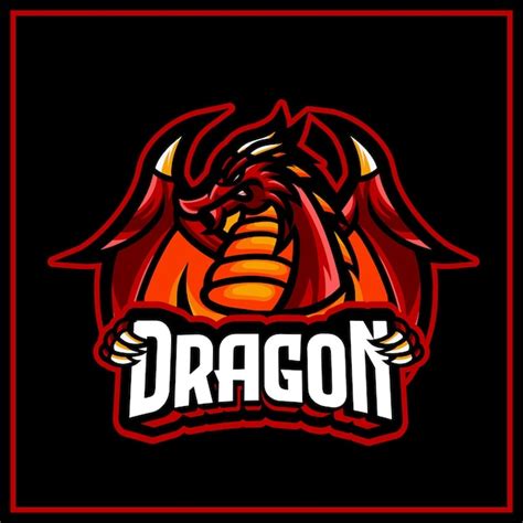 Mascotte Du Logo Du Dragon Rouge E Sport Vecteur Premium