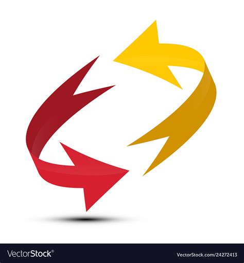 Red And Yellow Arrows Spinning In Circle Double Vector Image