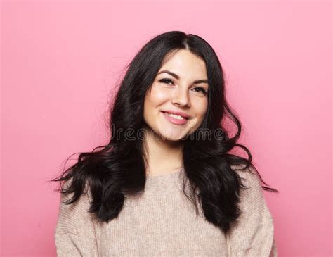Portrait Of Young Woman Smiling And Feel Happy Emotion Stock Photo