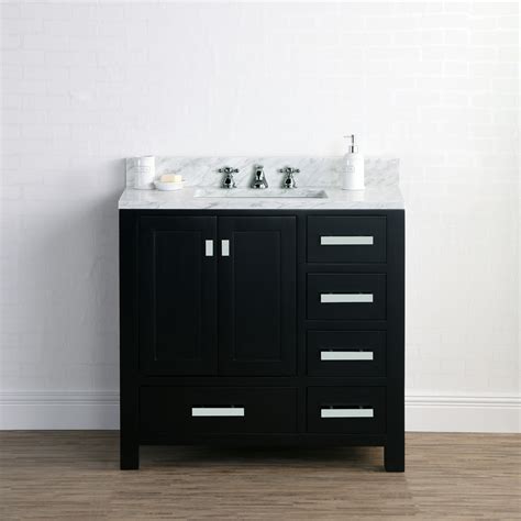 36 Espresso Single Sink Bathroom Vanity With White Carrara Marble Top