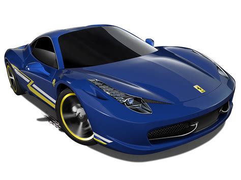 Mattel Hot Wheels Diecast Car Ferrari 458 Italia 2014 Blue Hot