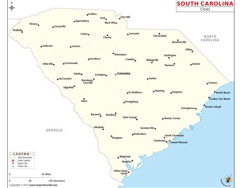 Buy South Carolina Cities Map