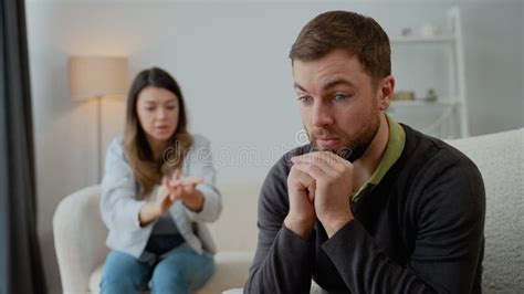 Angry Wife Screaming At Husband Sitting Sofa Stock Footage Video Of