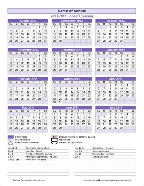 School Calendar Template 2024 2025 School Year Calendar