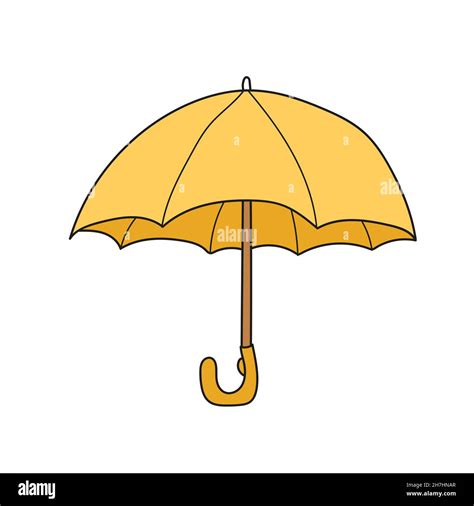 Simple Cartoon Icon Illustration Of Yellow Umbrella Vector Hand Drawn