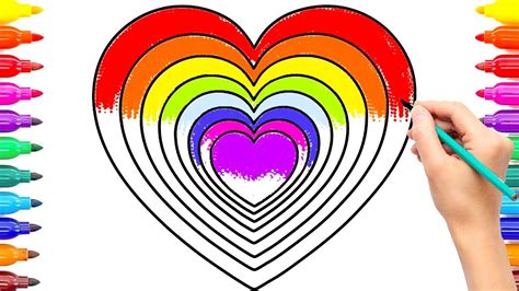 Draw Rainbow Hearts For Baby Rainbow Heart Coloring Book Heart