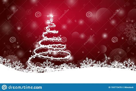 Illustration Of A Shiny Modern Christmas Tree On The Snowy Ground On A