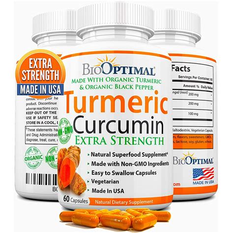 Biooptimal Organic Turmeric Capsules 2 Month Supply Turmeric Curcumin
