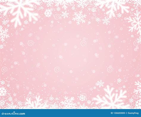 Pink Background With White Blurred Snowflakes Vector Illustrat Stock