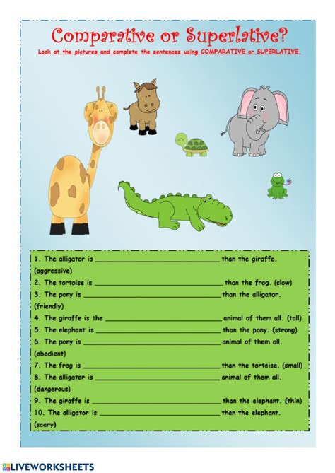 Comparatives Superlatives Activities Interactive Worksheet English As A Second Language