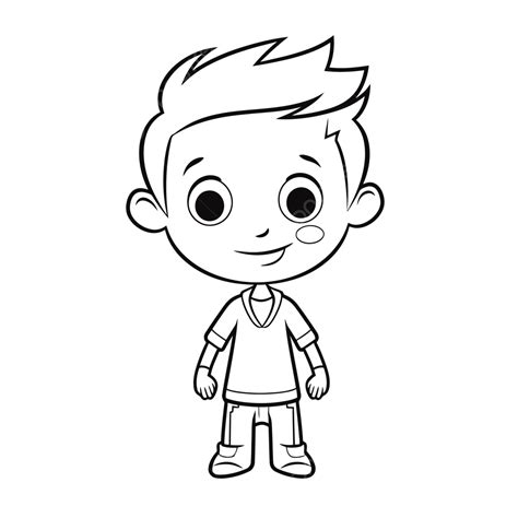 Boy Character Cartoon Coloring Page Free Printable Outline Sketch
