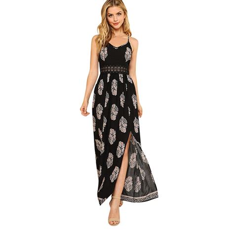 Buy Women Beach Dress Maxi Dresses Long Casual Print Chiffon Sleeveless