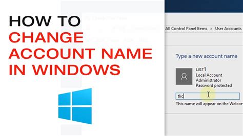 How To Change Account Name In Windows Youtube