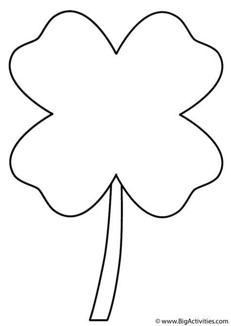 Four Leaf Clover Coloring Page St Patricks Day