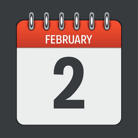 February 2 Calendar Daily Icon Vector Illustration Emblem Element Of