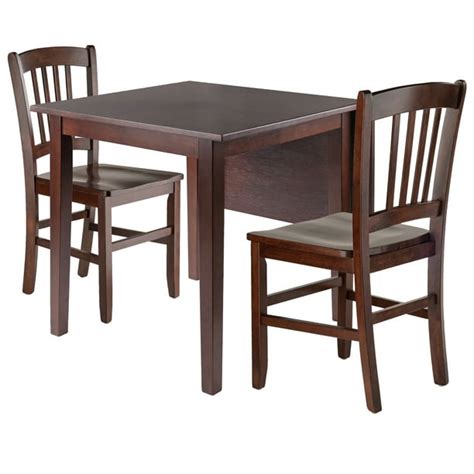 Winsome Wood Perrone 3 Pc Dining Set Drop Leaf Table And 2 Slat Back