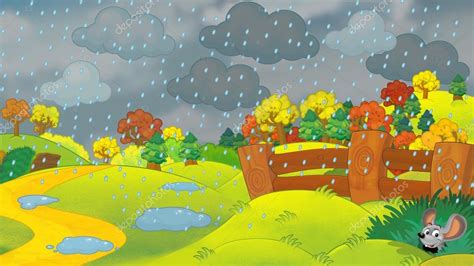 Uñas acrílicas y uñas pintadas de dibujos animados clásicos de nickelodeon, cartoon network y fox: Escena de dibujos animados de un parque en días lluviosos — Fotos de Stock © illustrator_hft ...