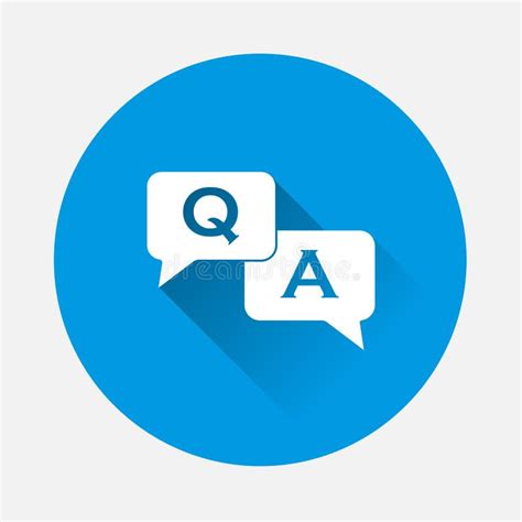 Question Answer Icon On Blue Background Flat Image Speech Bub Stock