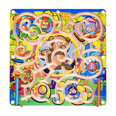 Magnetic Maze Animal Wooden Magnetic Puzzle Activity Game With