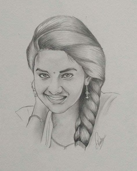 Tamil Actress Keerthy Suresh Beautiful Pencil Sketches Girl Drawing Sketches Pencil Art Drawings
