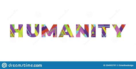 Humanity Concept Retro Colorful Word Art Illustration Cartoon Vector