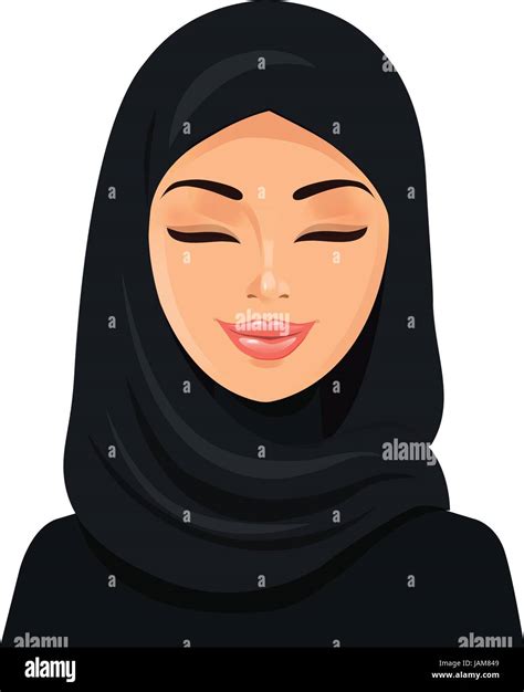 beautiful muslim arab woman in hijab closing her eyes vector flat stock vector art