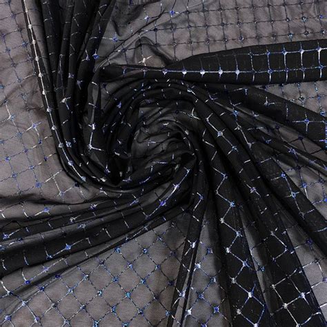 Diamond Foil Stretch Mesh Blackblack Shine Trimmings And Fabrics