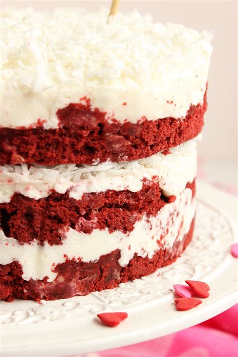 Frosted with cream cheese frosting! Red Velvet Coconut Cake with Coconut Cream Cheese Frosting - The Suburban Soapbox