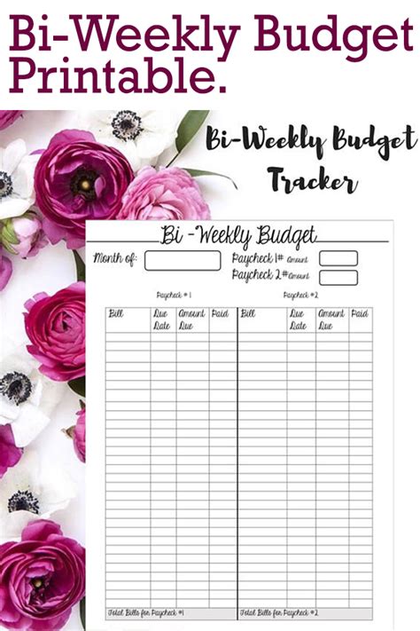 Printable Bi Weekly Budget Worksheet
