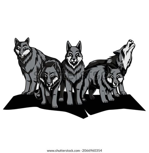 Wolf Pack Graphic Vector Illustration Stock Vector Royalty Free