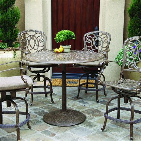 Darlee Florence 5 Piece Cast Aluminum Patio Counter Height Bar Set With