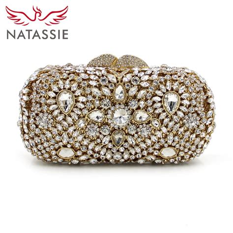 Natassie Luxury Crystal Clutches Designer Diamond Purse And Handbags