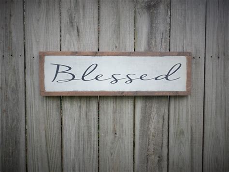 Blessed Wood Sign Inspriational Wooden Sign Typography Word