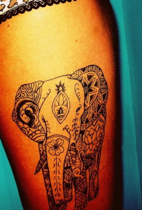 Leg Tattoos Veni Vidi Vici Elephant Thigh Tattoo Henna