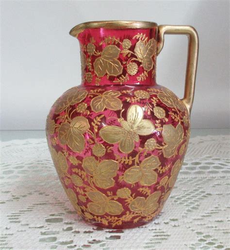 Sold Price Very Fine 1880s Moser Cranberry Art Glass Pitcher Invalid Date Cdt