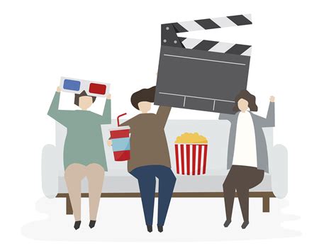 Illustrated Friends Watching A Movie Download Free Vectors Clipart